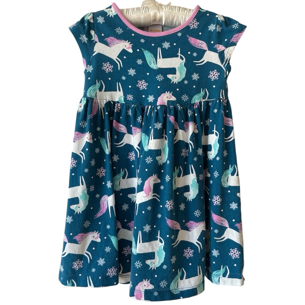 Gymboree Unicorn Dress with Flutter Sleeves and Pleated Skirt